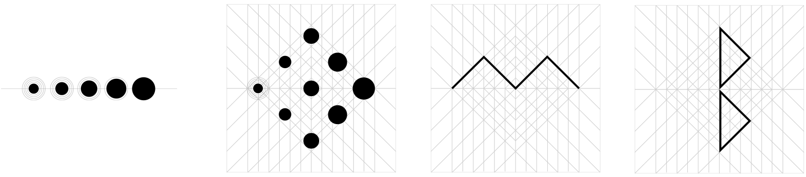 schema del processo creativo sviluppato da Totalcom per progettare il logo di Marco Basaglia, con costruzioni geometriche ed evoluzioni grafiche